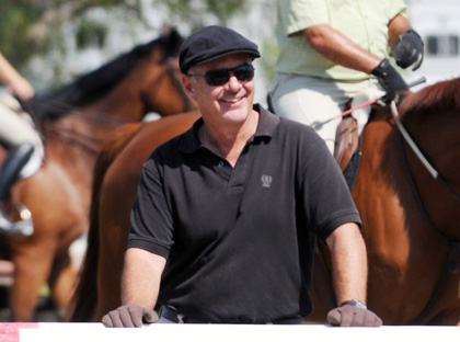 Mickey Hayden in the Warm-up Arena at the Oaks - 2009
